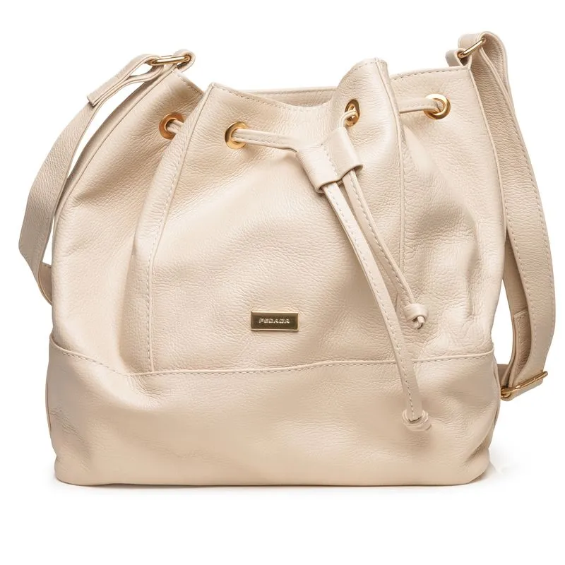 Bolsa Pegada Feminina Hobo em Couro Off White BO210008-03