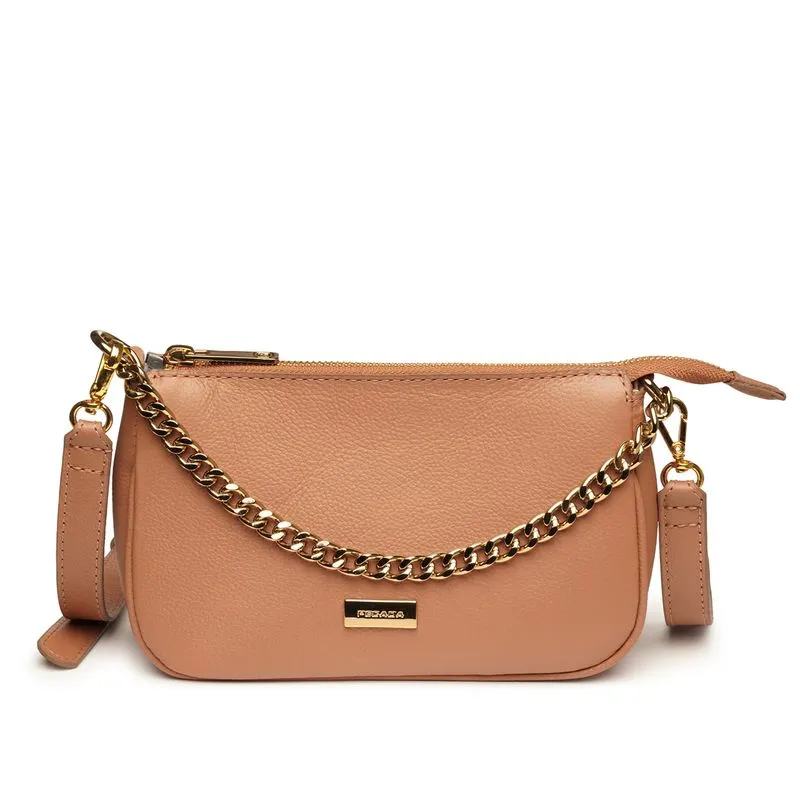 Bolsa Pegada Feminina Tiracolo em Couro Caramelo BO210009-02