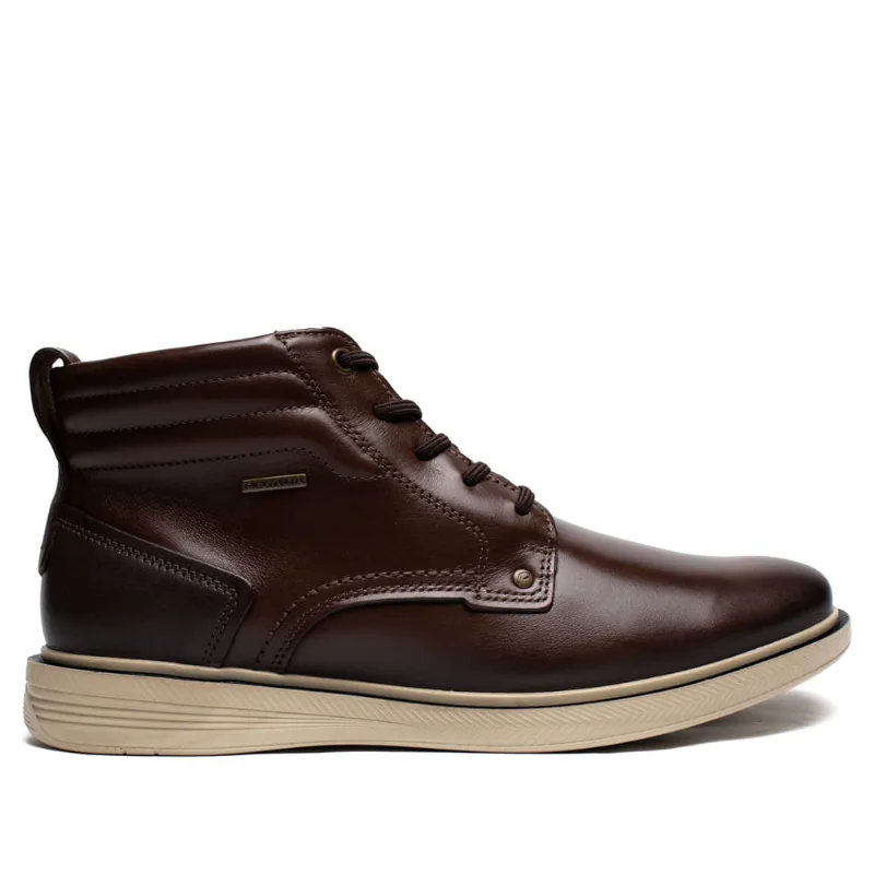 Bota Masculina Pegada Stretch Couro Marrom Escuro - 39
