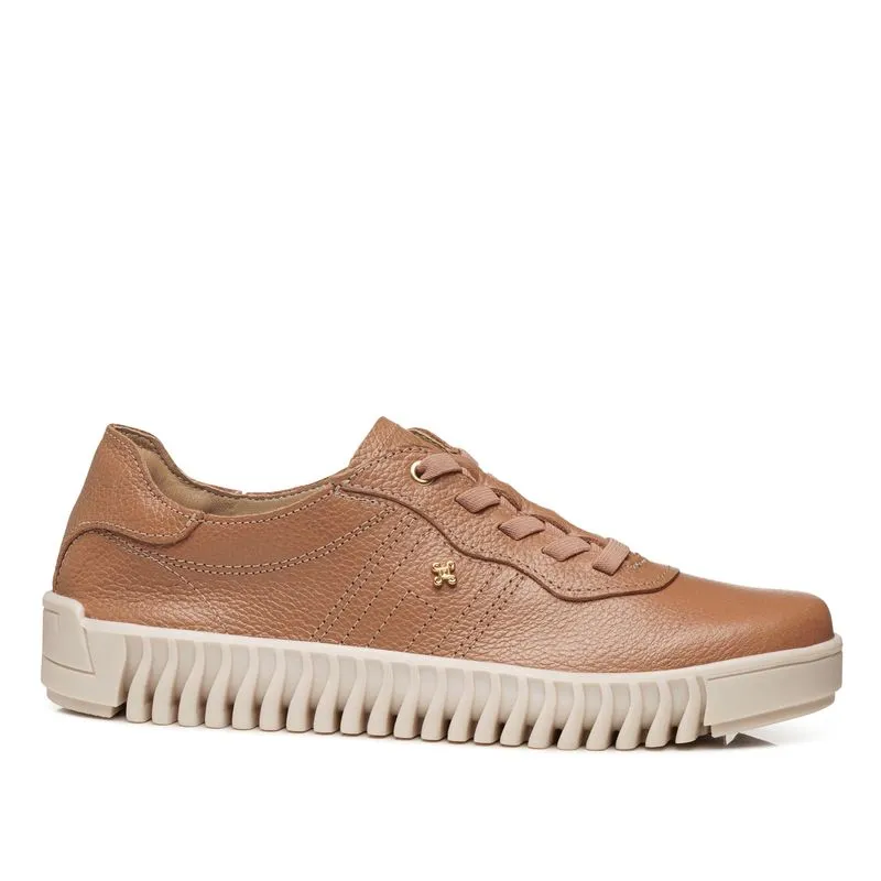 Tênis Pegada Feminino em Couro Caramelo 210522-04 35