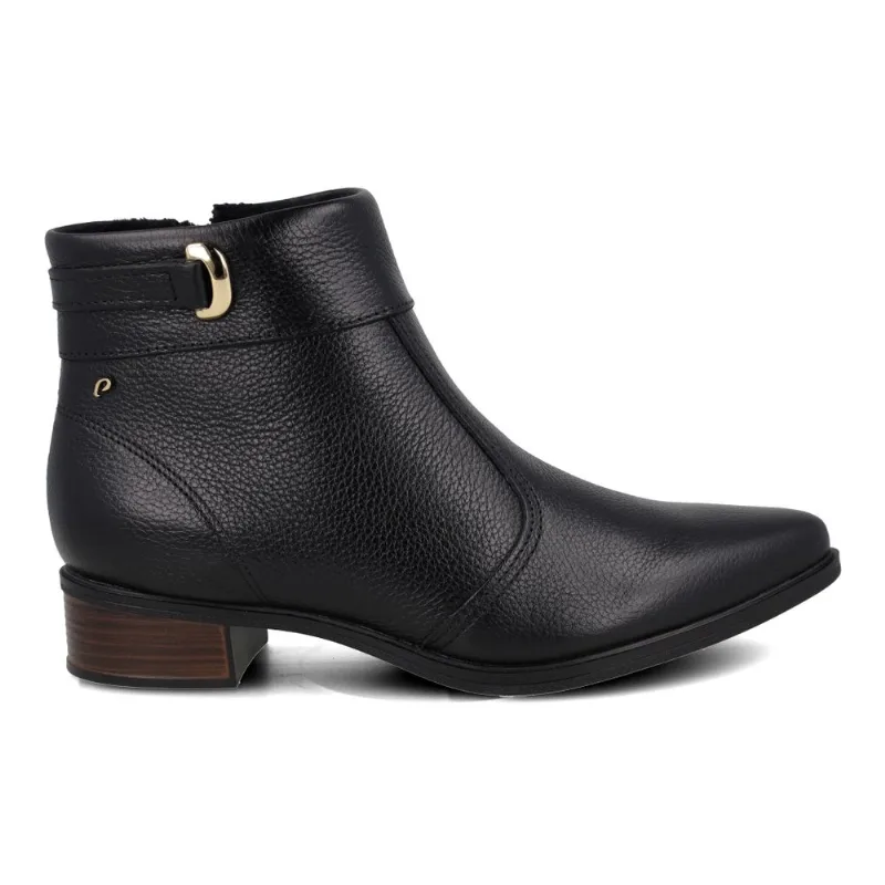 Bota Cano Baixo Pegada Feminina Preta Couro 39