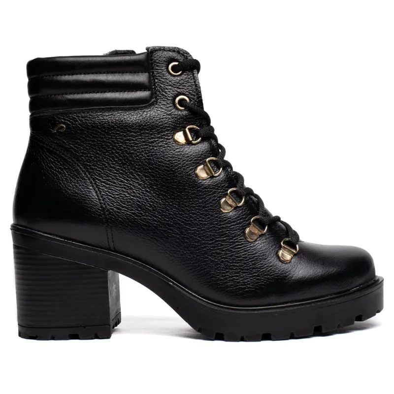 Coturno Feminino Pegada Burnished Couro Soft Touch Preto - 39