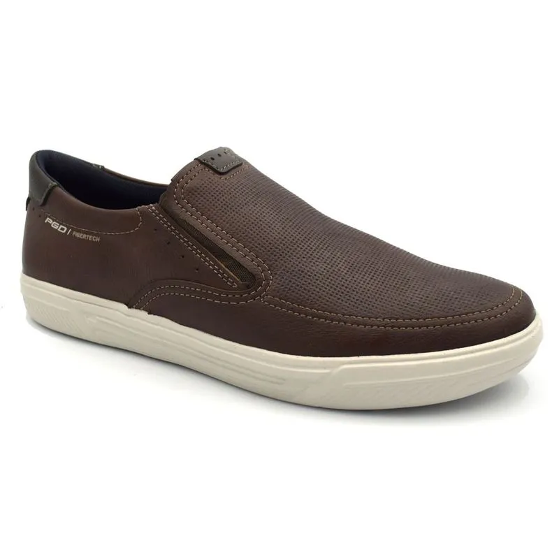 Tênis Slip On de Couro Masculino Pegada Marrom 172802 43