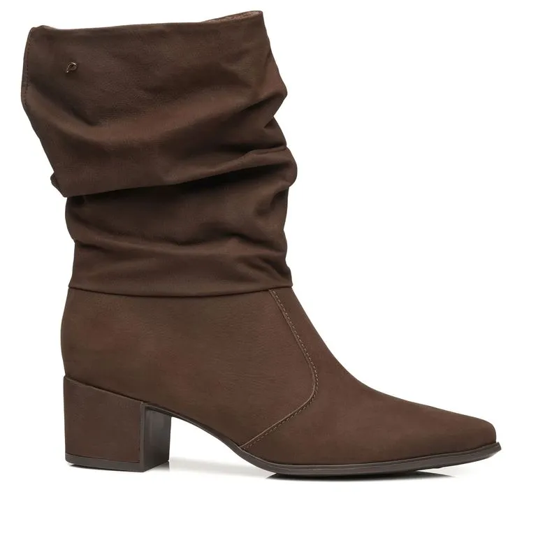 Bota Pegada Feminina em Couro Castanho Cano Médio Slouch 280901-05 Bota Pegada Feminino em Couro Castanho 280901-05 36