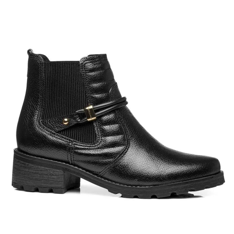 Bota Chelsea Pegada Feminina em Couro Preta Cano Curto 281420-03 Bota Pegada Feminino em Couro Preto 281420-03 34
