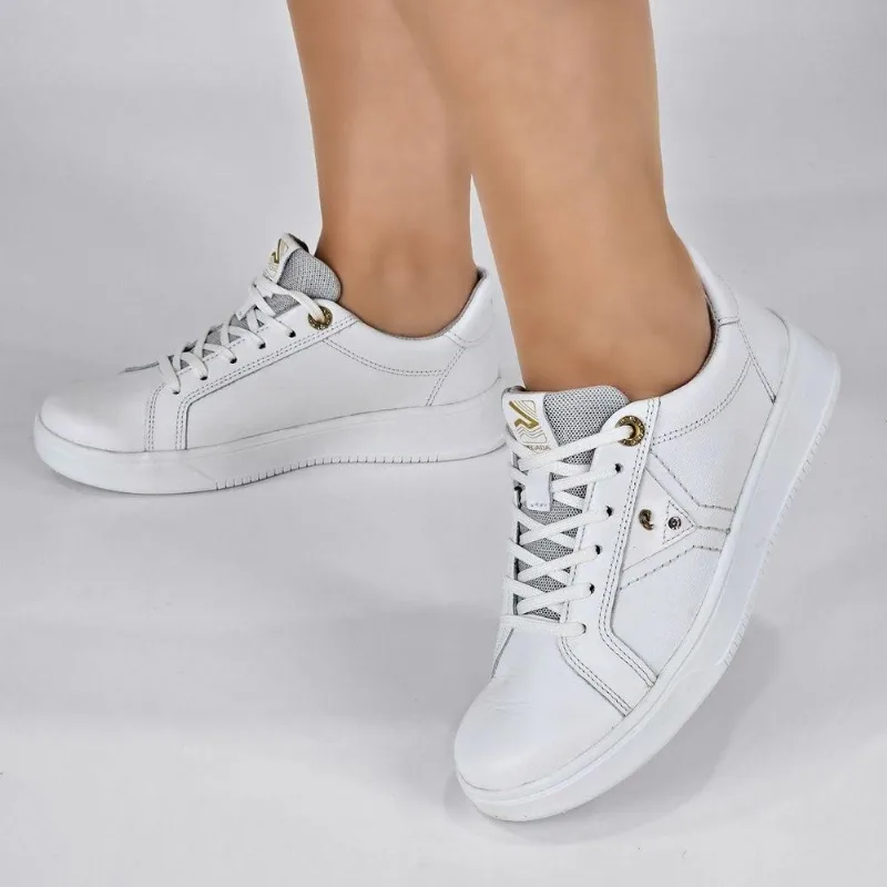 Tênis Pegada Feminino em Couro com Cadarço 210903 35 / Branco