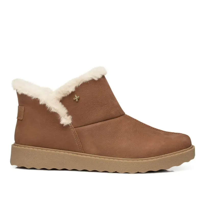 Bota Pegada Feminina em Couro Camel Cano Curto 281191-02 Bota Pegada Feminino em Couro Camel 281191-02 39