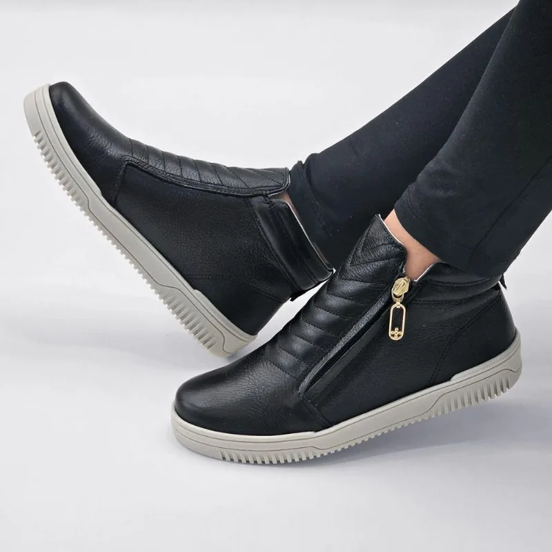 Tênis Botinha Pegada Feminino em Couro 211806 36 / Preto