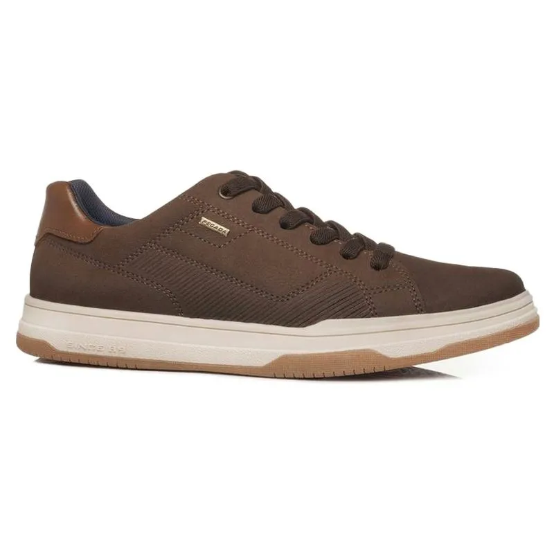 Tênis Pegada City Couro Masculino Chocolate 39