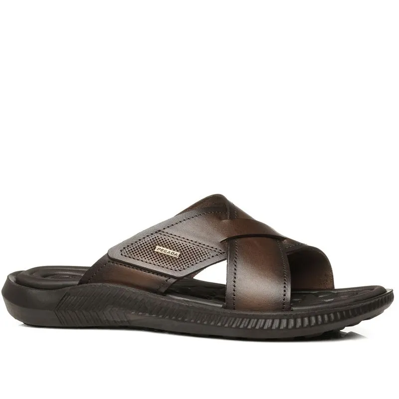 Chinelo Pegada Masculino em Couro Pinhão 133160-01 40