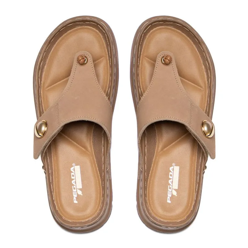 Chinelo Feminino Pegada Grace Couro Casual Levitech Bege - 37
