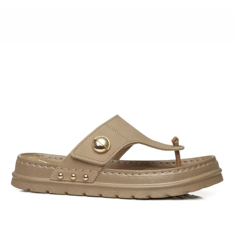Chinelo Pegada Feminino em Couro Castor 234702-07 40
