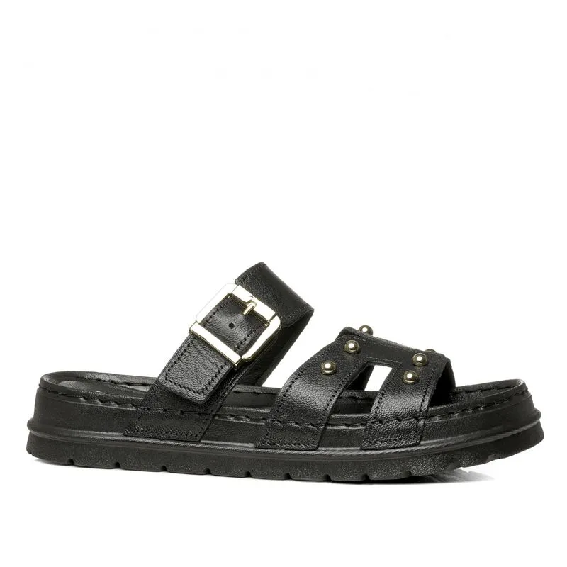 Chinelo Pegada Feminino em Couro Preto 234708-05 37