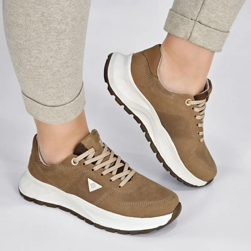 Tênis Pegada Feminino Jogging em Couro 210203 39 / Areia