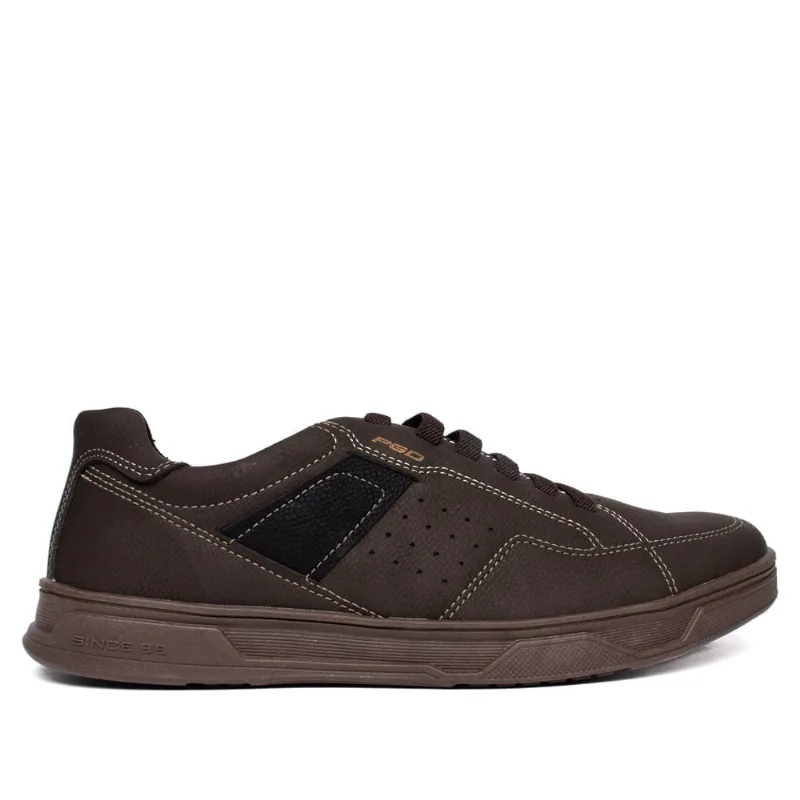 Sapatênis Masculino Pegada Vano Microfibra Casual Café/Preto - 41 - pegada