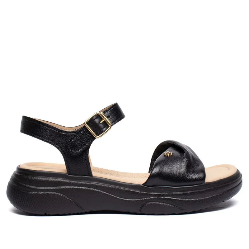 Sandália Feminina Pegada Anatômica Couro Levitech Preto - 35