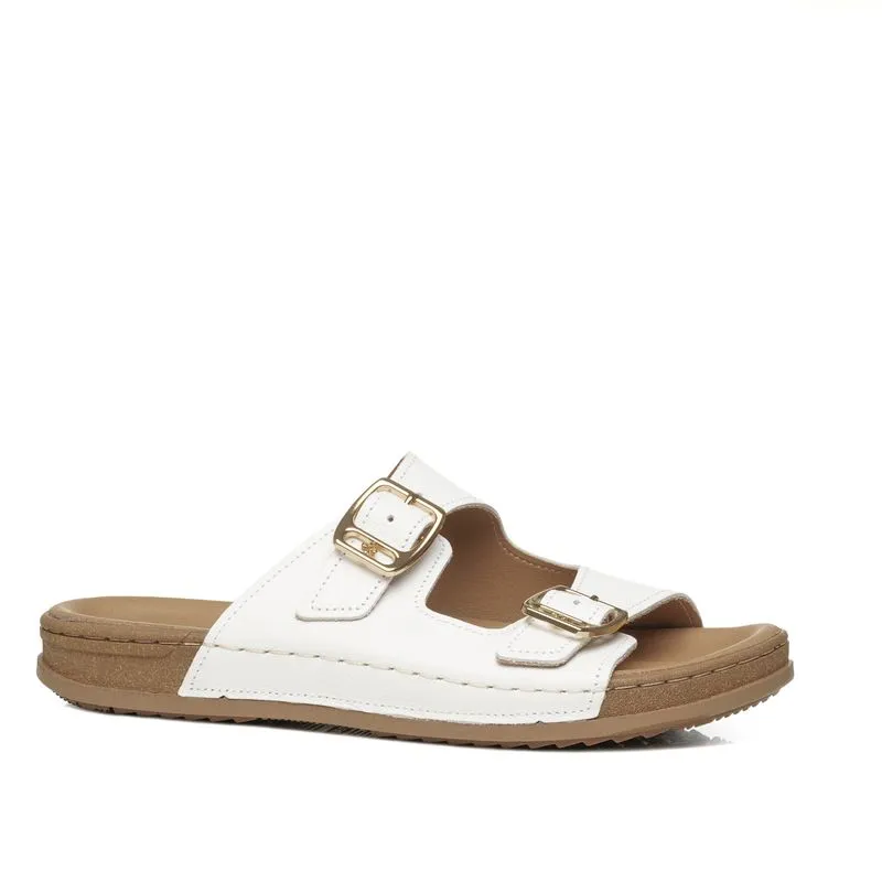 Chinelo Pegada Feminino em Couro Branco 232403-01 40