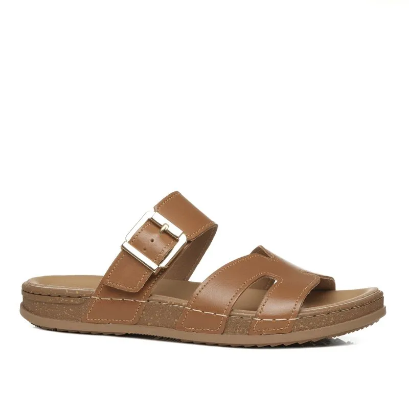 Chinelo Pegada Feminino em Couro Camel 232405-06 34