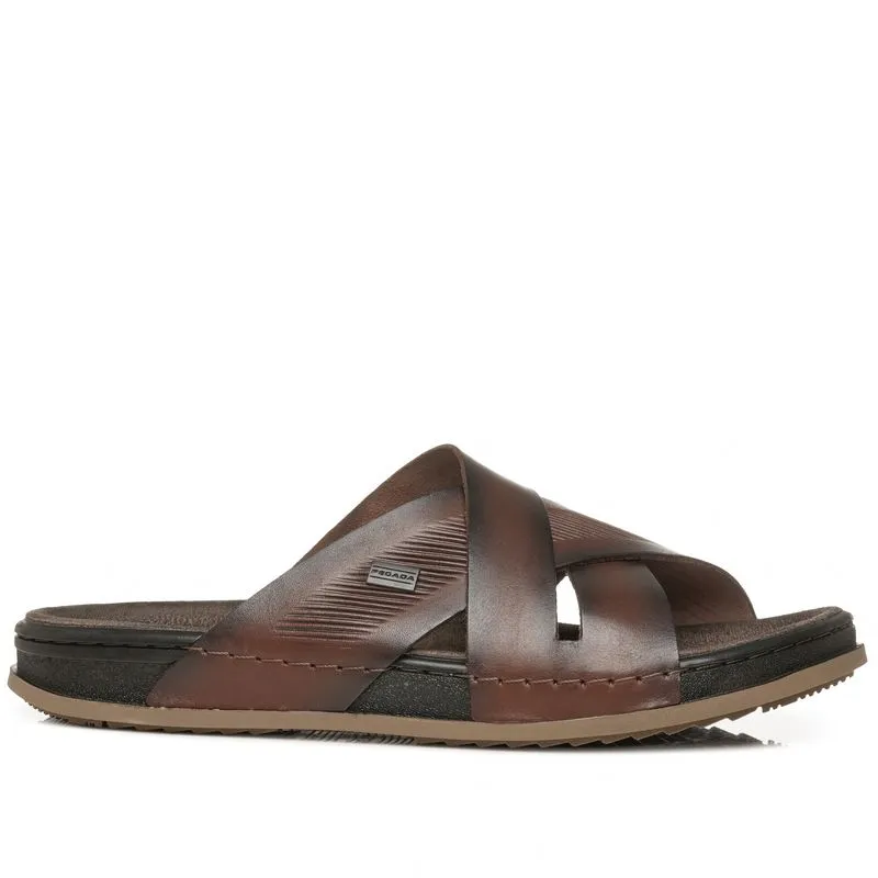 Chinelo Pegada Masculino em Couro Pinhão 134803-01 Chinelo Pegada Masculino em Couro Pinhao 134803-01 37