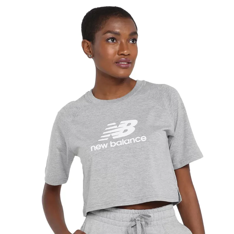 Camiseta Cropped Feminina New Balance Essentials Basic Cinza - M