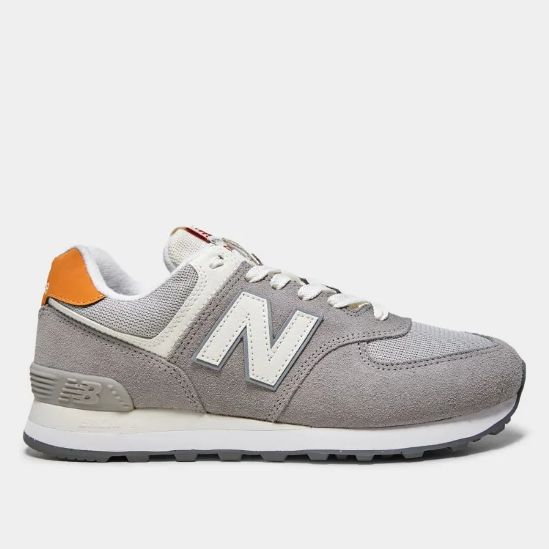 Tênis New Balance 574 V2 - Unissex - Cinza+Laranja