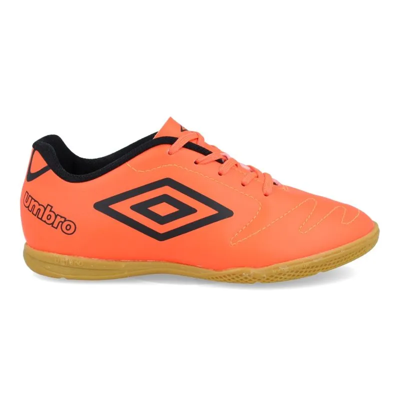 Chuteira Futsal Umbro Class 2.2 Juvenil Laranja CORAL/PRETO - 28