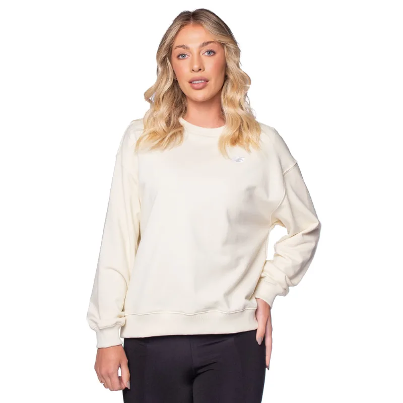 Blusão de Moletom Feminino New Balance Small Logo Off White - G