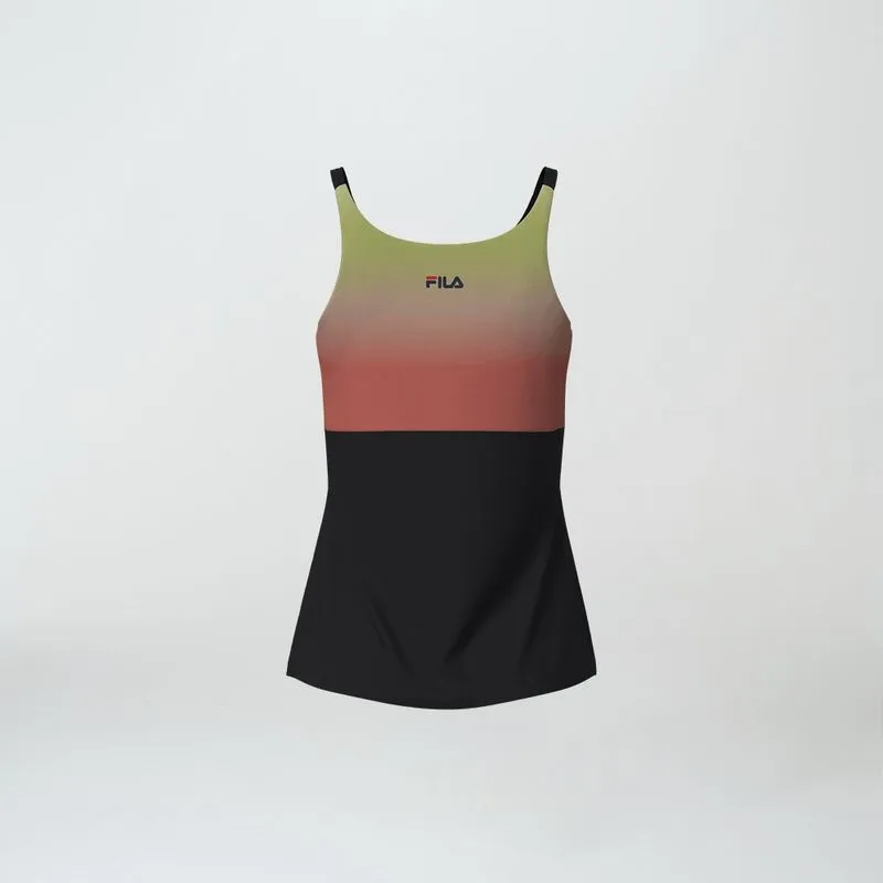 Regata Fila Backspin Cami Tank Top Preto Estampado Colorido