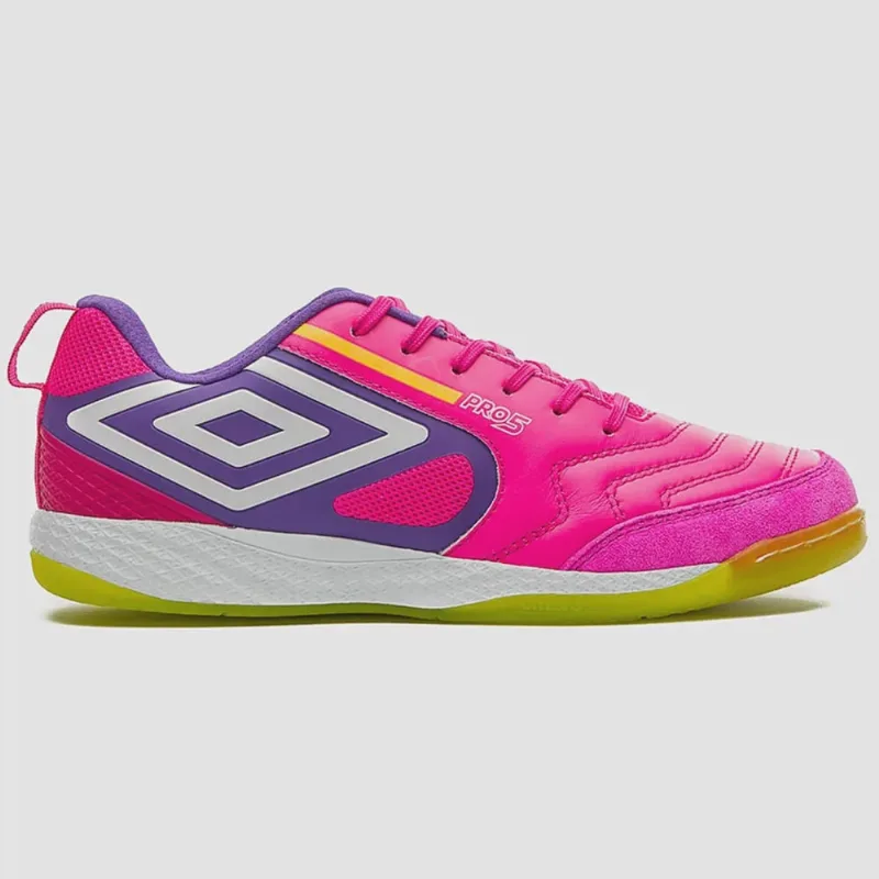 Chuteira Futsal Umbro Pro 5 Bump Unissex Rosa Roxo
