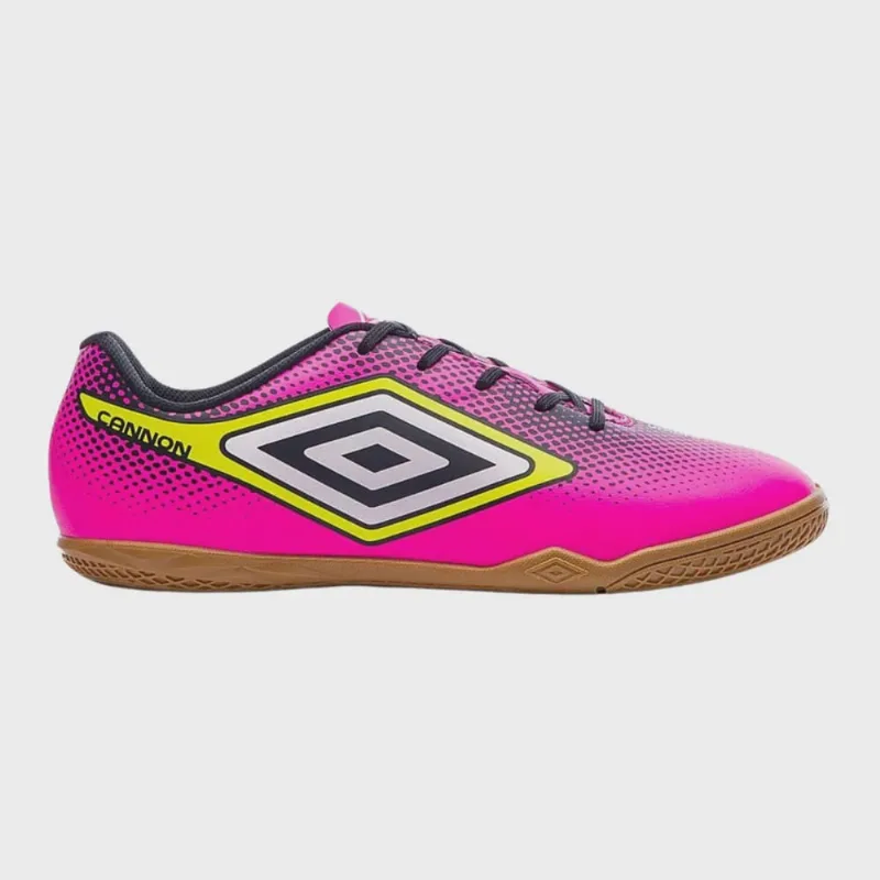 Chuteira Umbro Cannon Futsal Masculina Rosa Amarelo