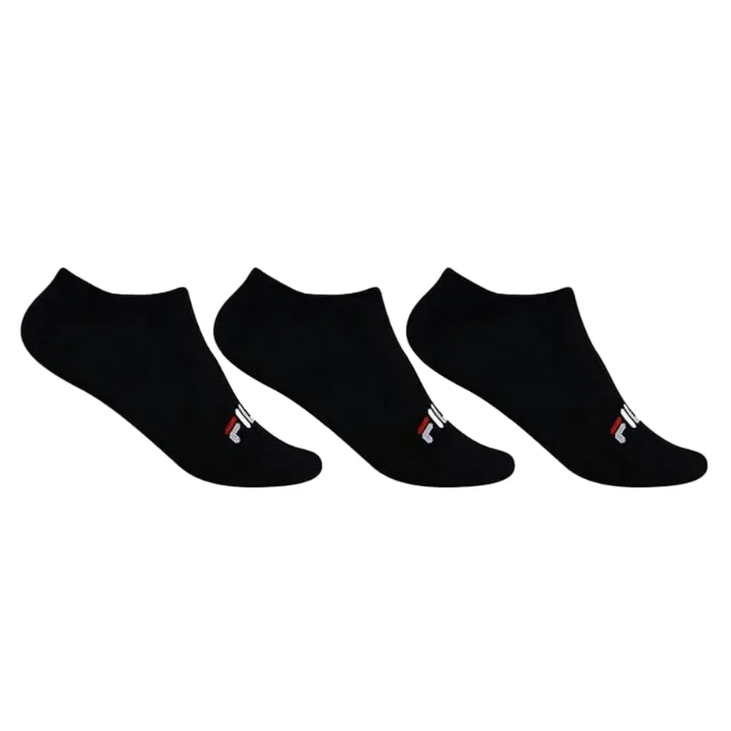 Kit c/ 3 Meias Unissex Fila Cano Curto Lisa Preto - M