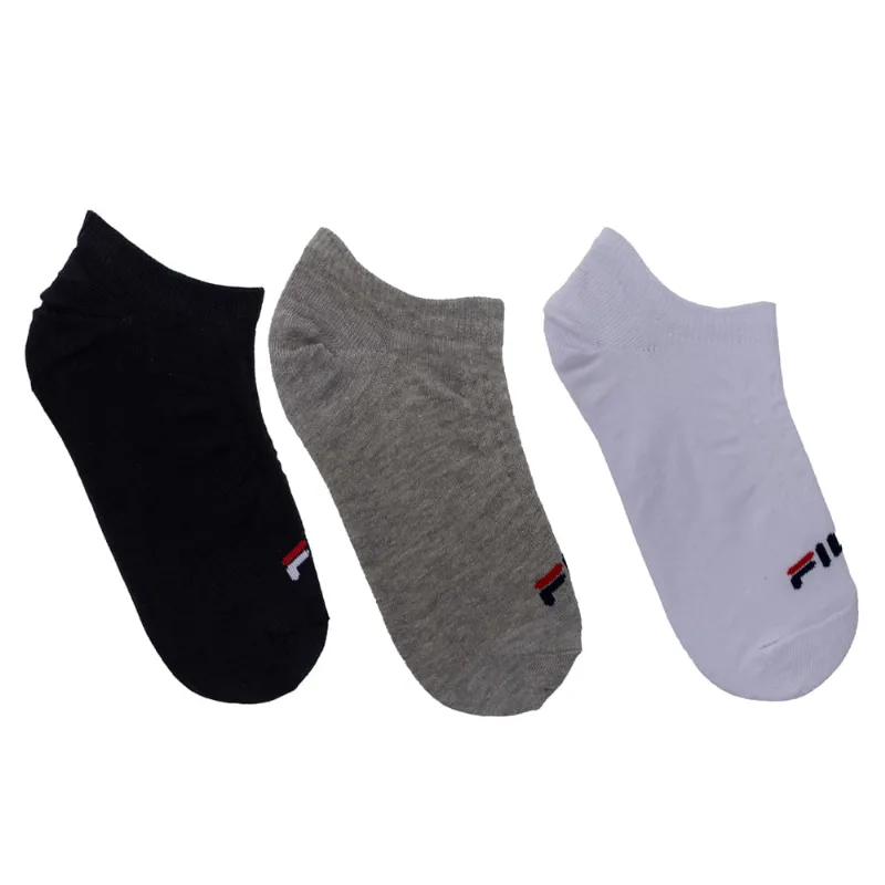 Kit c/ 3 Meias Unissex Fila Cano Curto Branco/preto/cinza - M