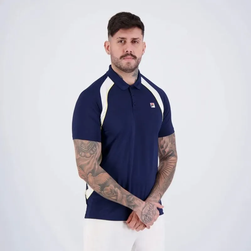 Polo Fila Backspin Short Sleeve Masculino Marinho e Branco