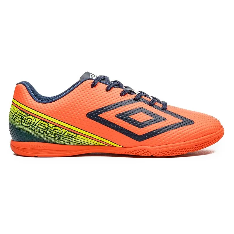 Chuteira Umbro FORCE Masculino Futsal Coral CORAL/MARINHO/LIMAO - 38