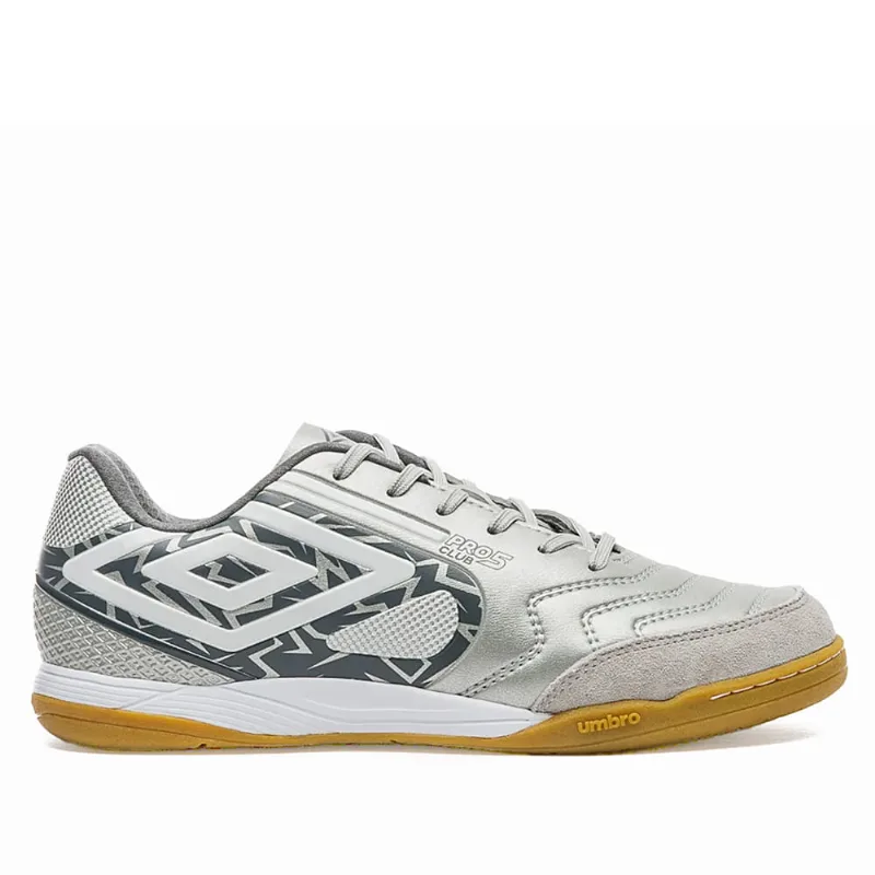 Chuteira Umbro de Futsal Pro 5 Bump Club Cinza/Branco - 39