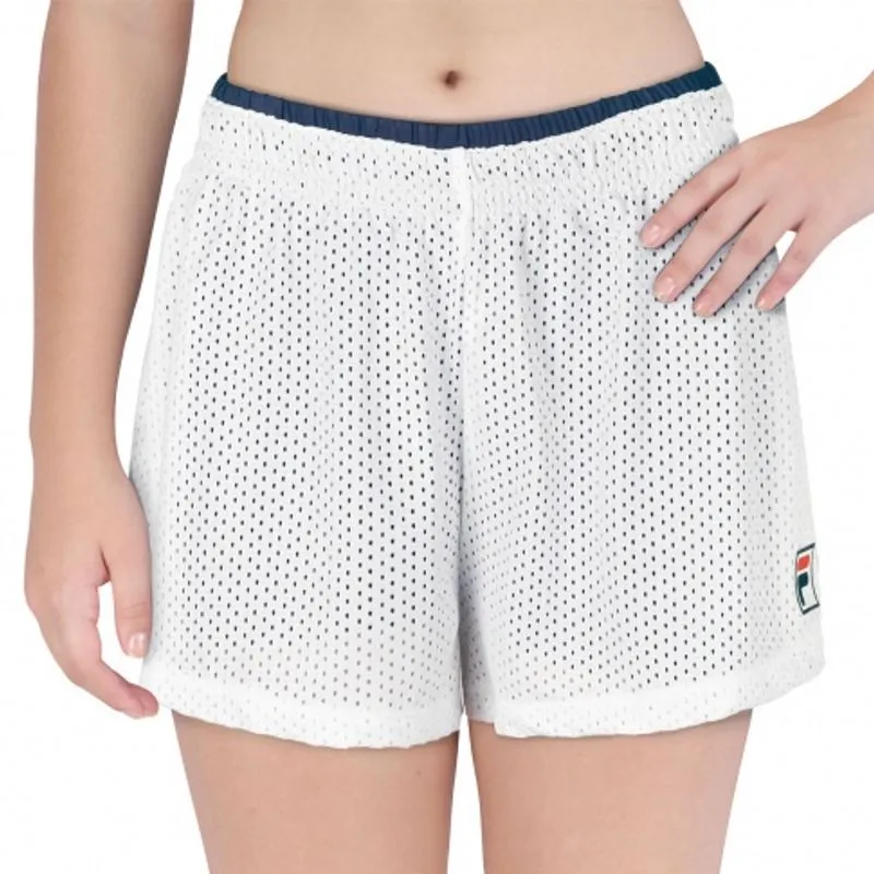 Shorts Fila Sand Basic Feminino Branco e Azul Carbono