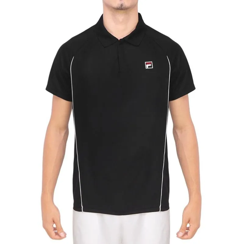 Camisa Polo Fila Match Preto e Branco