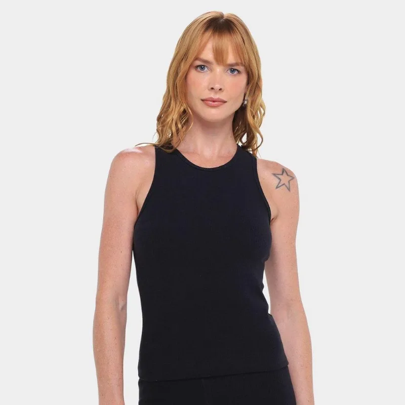 Regata New Balance Canelada Small Logo Feminina - Feminino - Preto