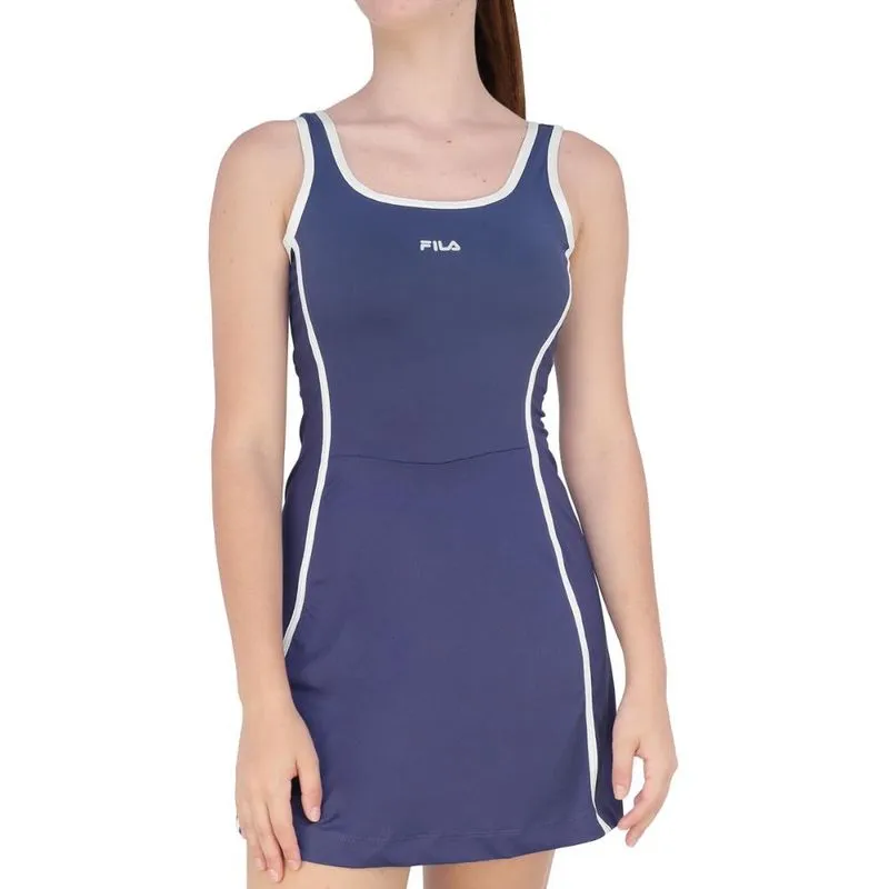 Vestido Fila Slim Tennis Sports Club Azul Carbono e Branco