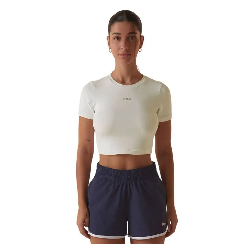 Camiseta Fila M/C Cropped Essential Feminina F12AT00890-100 G / BRANCO-CINZA