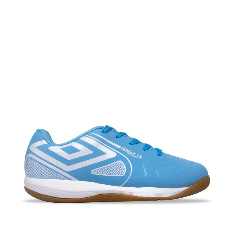 Chuteira Infantil Futsal Umbro Pro 5 Azul Claro/Branco - 35