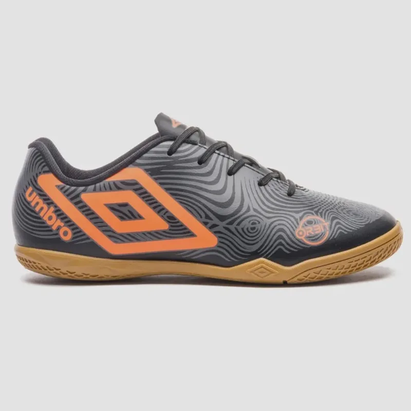 Chuteira Futsal Umbro Orbit Unissex Preto Laranja