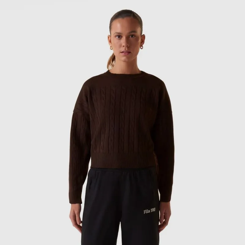 SWEATER MUJER FILA COMFORT UC BASIC TRICOT - MARRON - XL