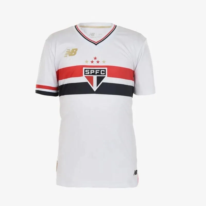 Camisa Infantil de Futebol São Paulo 25/26 1 Home New Balance Branca - 9-10 ANOS
