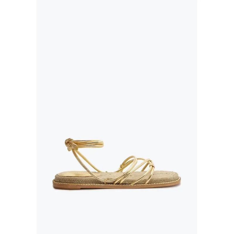 Sandália Rasteira Natural Amarração Dourada S 20402 0034 0001 Schutz