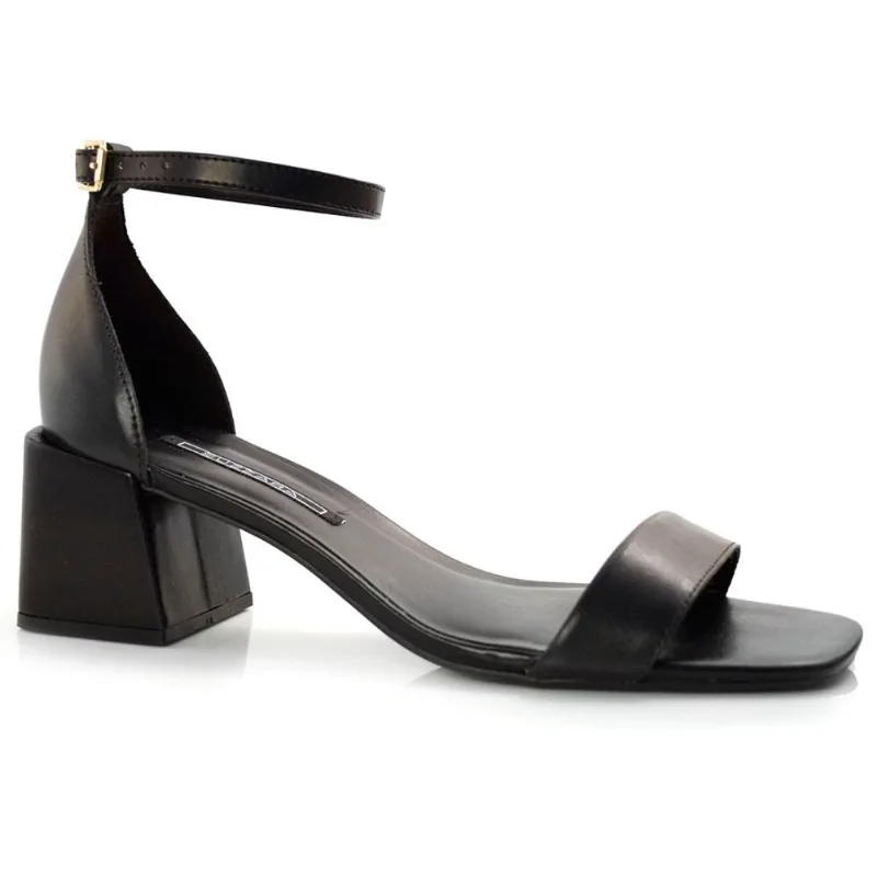 Sandália Feminina de Couro e Salto Bloco Suzzara Preto 456.37.001 35