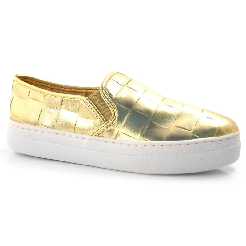 Tênis Flatform de Couro Suzzara Amarelo 32728 MET 38