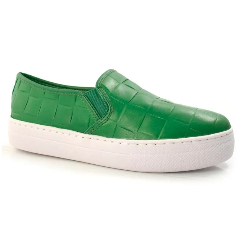 Tênis Flatform de Couro Suzzara Verde 32728 35
