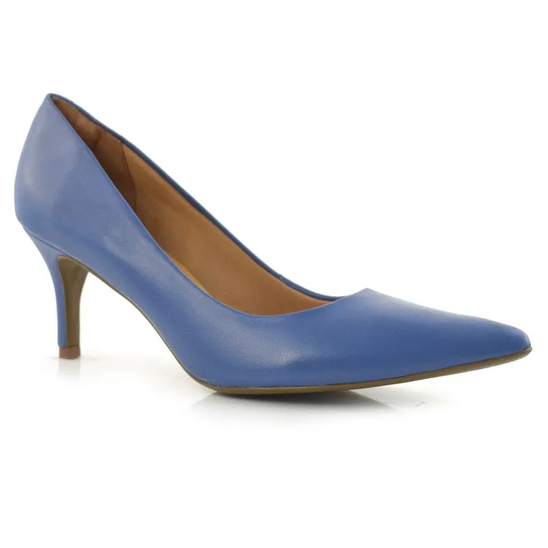Scarpin Feminino de Couro e Salto Médio Suzzara Azul 405.01 36
