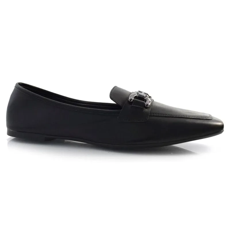 Mocassim de Couro Feminino Giulia Domma Preto 142.054-241 38